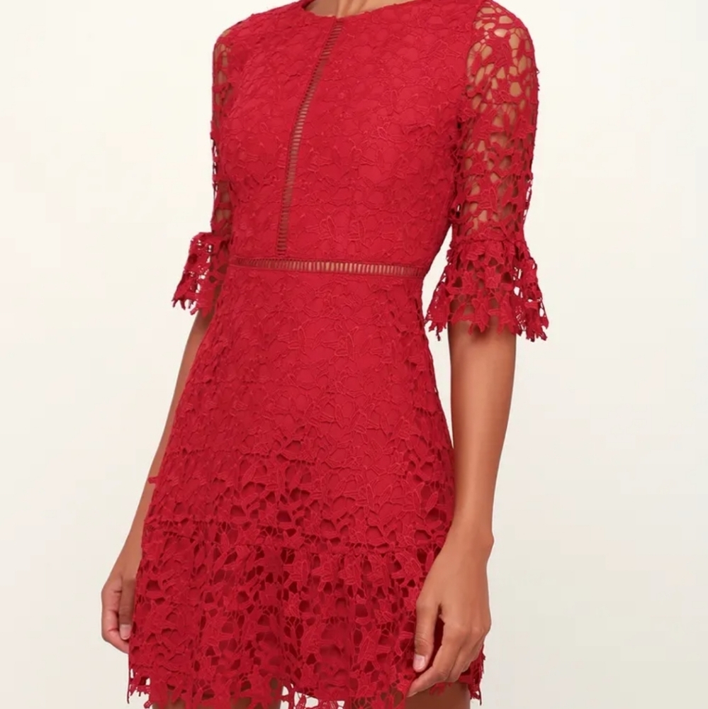 Lulu's Red Lace Dress